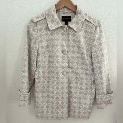 Banana Republic Women s Jacket M Geo Beige/White Office Neutral Preppy Career