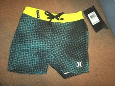 NEW Hurley 12 M black blue board yellow polkadot boys swim trunk shorts swimsuit