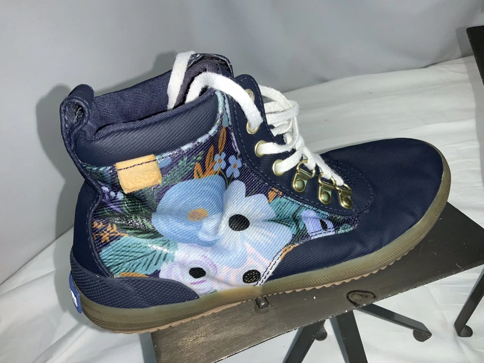 Keds Rifle Paper Co High Top Shoes Sz 6 Women Blue Floral LNWOT YGI I0S-123 - Image 3 of 4