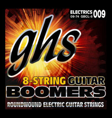 GHS GBCL-8 Boomers Electric Guitar Strings; 8-string set gauges 9-74