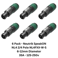 6x Pack Neutrik SpeakON NL4 4 Pole NL4FXX-W-L/S -Loud Speakers Passive Connector