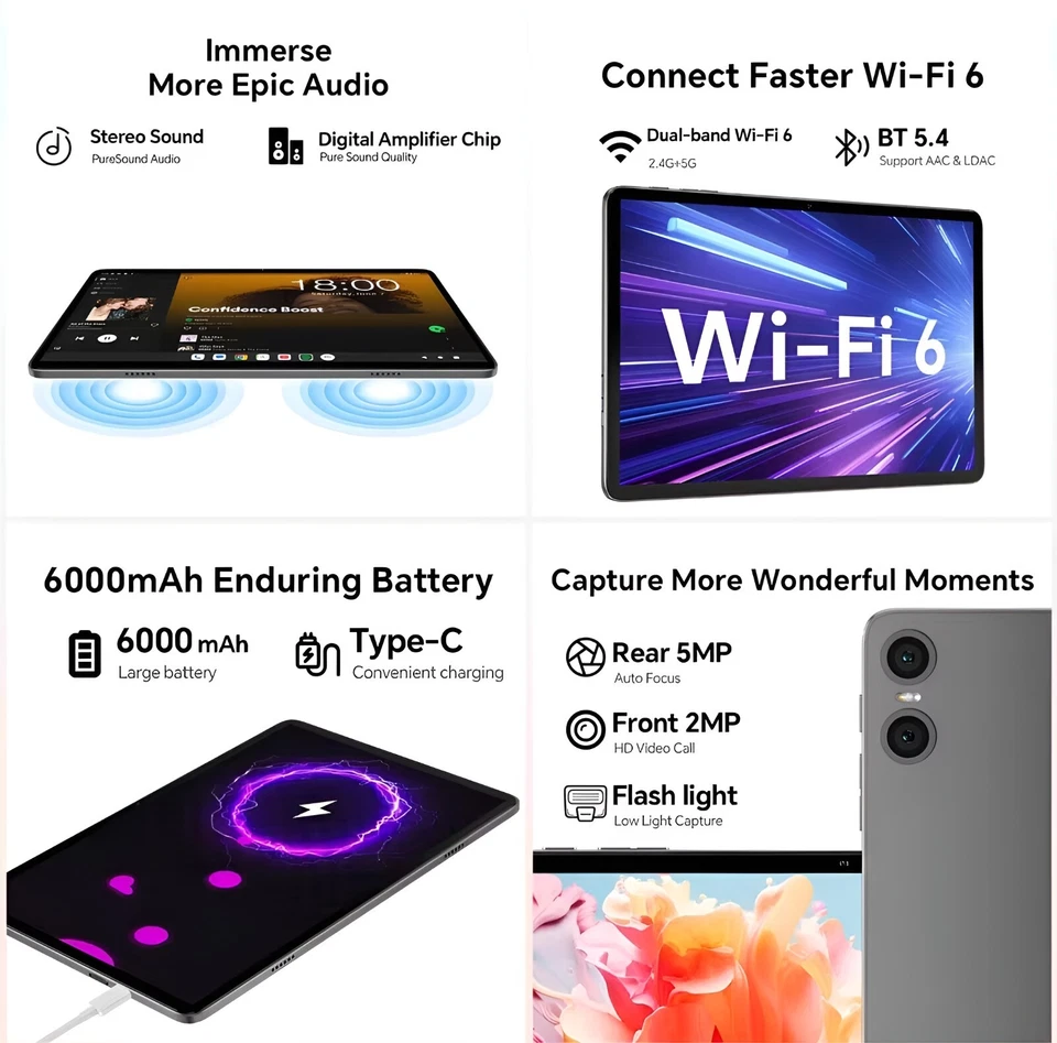 Tablette Teclast Portable 10,1 Pouces 4GO de Ram 128GO Quad Core Android 14 - Photo 3/4