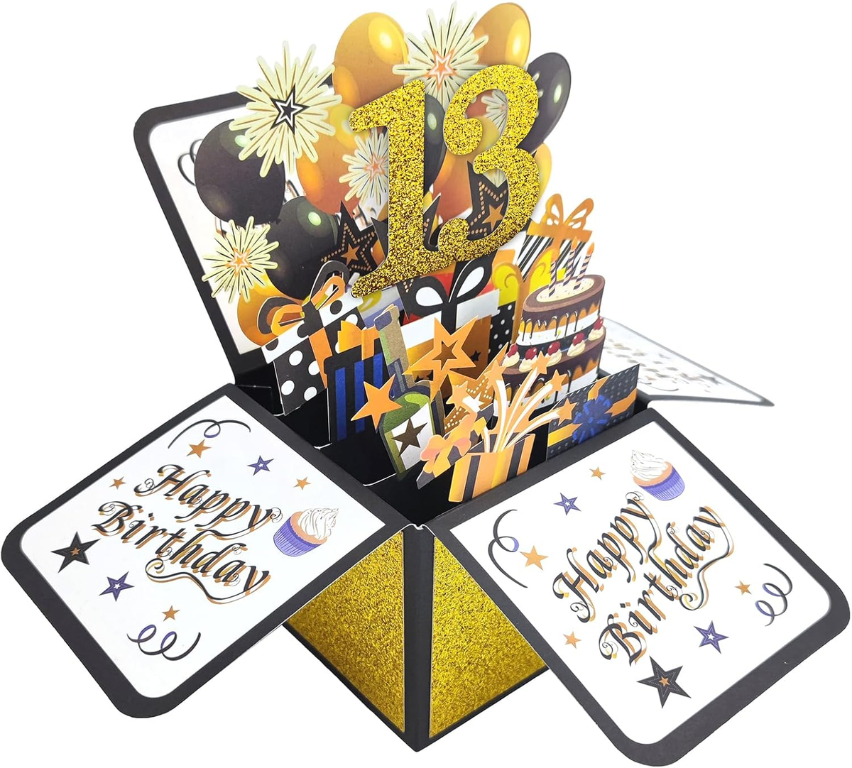 Cool 13Th Birthday Pop up Card for Boy Girl, Happy Thirteen Bday