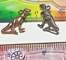 2 Pcs. Tyrannosaurus Dinosaur Charms Pendants Cast Fine Pewter