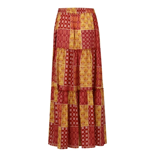 Bohemian Rock Patchwork Langrock Boho Ethno Print Maxi Retro A-Linie Plissee - Bild 13 von 40