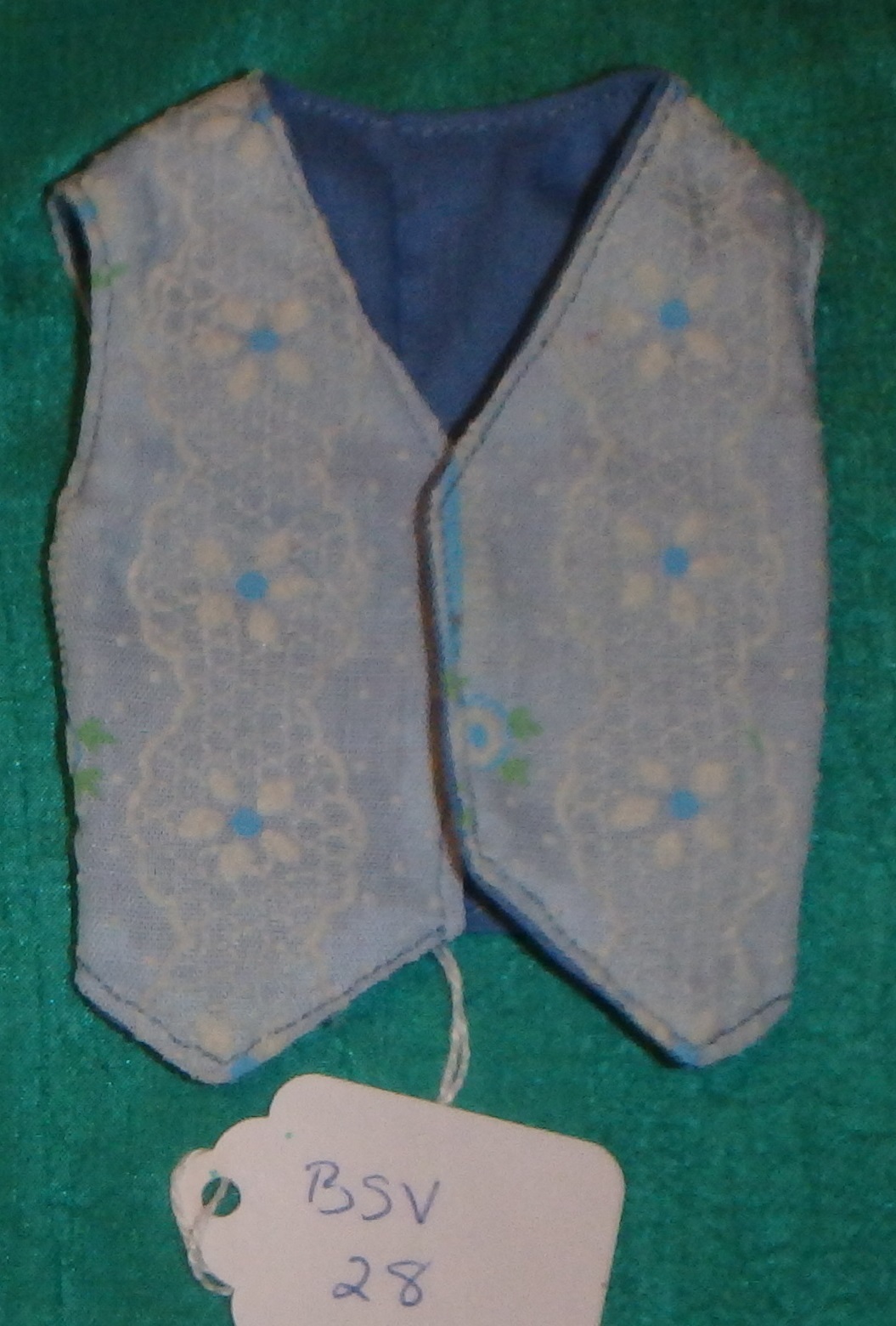 Blue & White Flocked & Blue Cotton Reversible Vest for 11