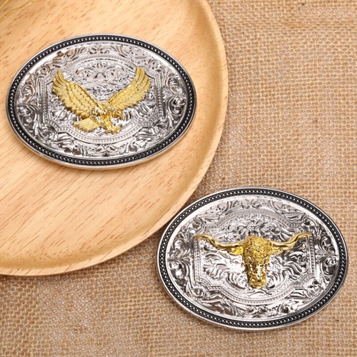 Stato Di Texas Bull Testa Oro Argento Tx Stati Uniti Metallo Cintura Fibbia - Foto 7