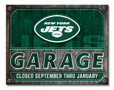 New York Jets Garage Closed Sept To Jan Tin Metal Sign Man Cave Decor 12.5 X 16