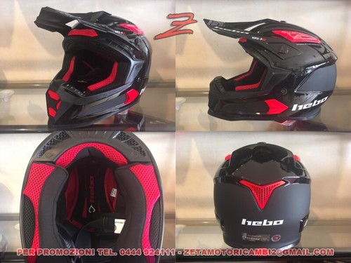 casco cross motocross off road helmet Hebo STAGE 2 II HMX-P01 nero lucido  opaco | eBay