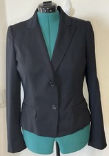 Elegant Elie Tahari Womens Virgin Wool Button Collar Darted Blazer Black Sz 12