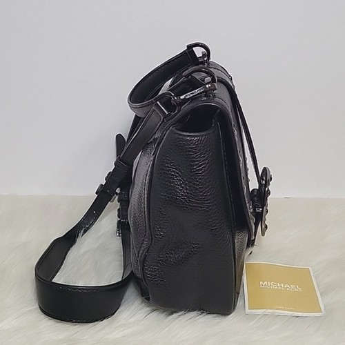 Neu, Michael Kors Viola Nieten Klappe Messenger Umhängetasche in Schwarz - Bild 6 von 12