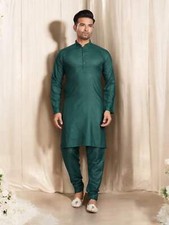 Dark Green Color Traditional Kurta Pajama Catalog 69005 C  Ethnic Wear for Mens