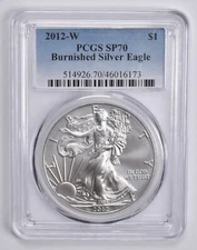 2012-W BURNISHED SILVER EAGLE SP70 PCGS Blue Label