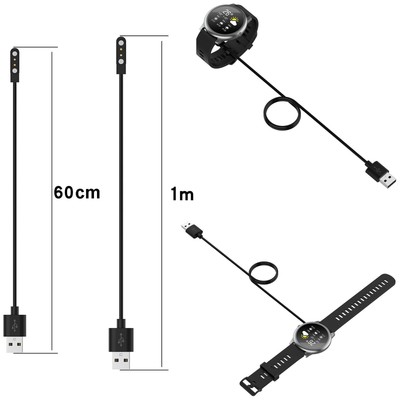 60/100cm USB Charging Cable for YAMAY SW022/Ticwatch GTX/CXB01/Haylou Solar LS05