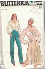 3940 UNCUT Butterick SEWING Pattern Misses Straight Legged Pants Flared Skirt FF