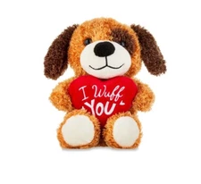 Valentines Day 8” Brown Puppy Plush  Toy, I Wuff You , Way to Celebrate, New