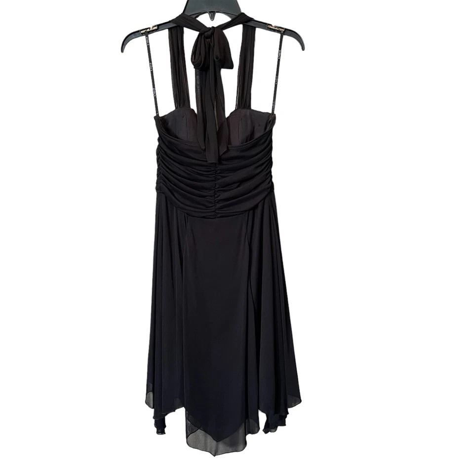 Vestido B Darlin Feminino 7/8 Preto Chiffon Coquetel Halter Cintura Império - Imagem 4 de 4