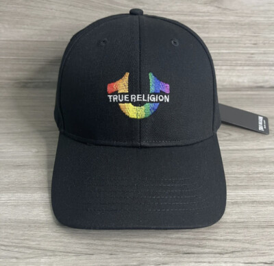 True Religion Black Rainbow Logo Cap True Religion Pride Rainbow Horseshoe Logo Trucker Hat Cap  main image 2