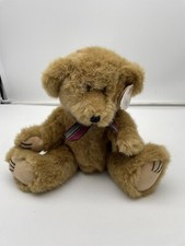 WISHPETS PLUSH TEDDY BEAR BROWN STUFFED ANIMAL 1998 PLAID BOW