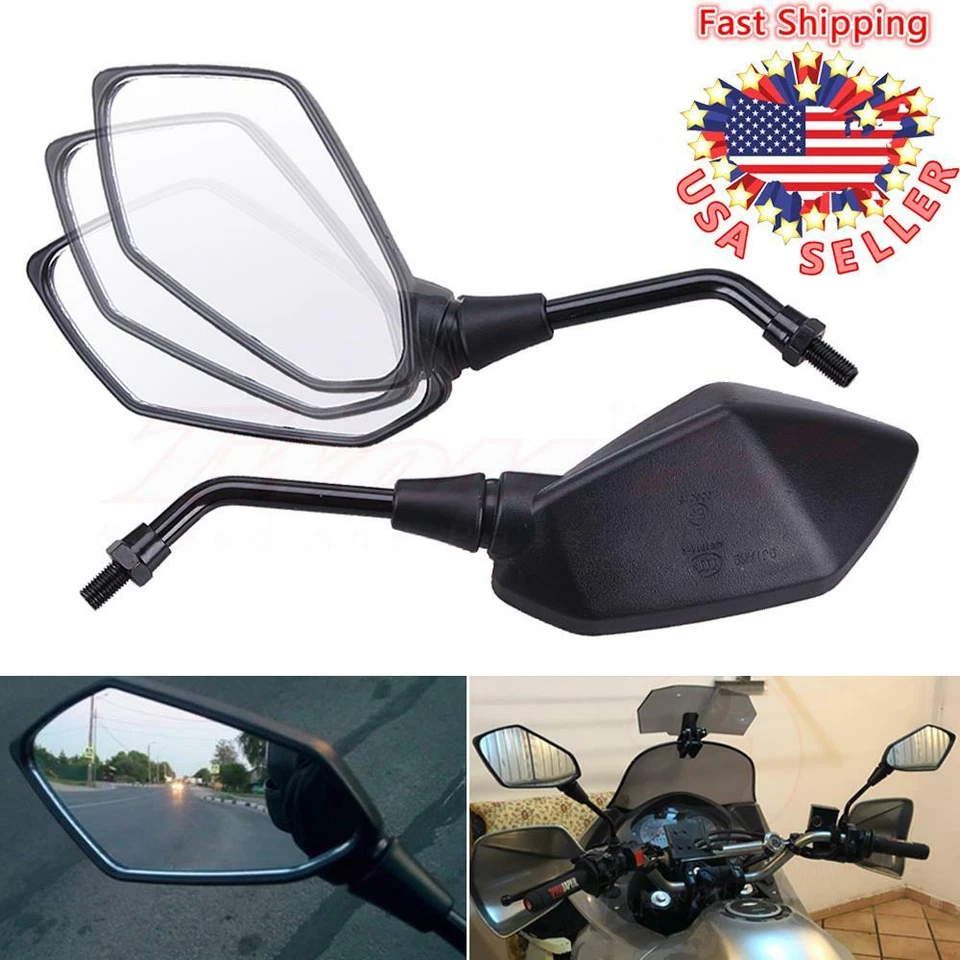 ESPEJOS RETROVISORES LATERALES UNIVERSALES NEGROS MOTO 10MM PARA HONDA SUZUKI KAWASKI Foto 4 de 4