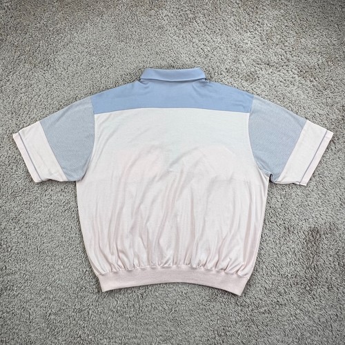 OLEG CASSINI Pink Blue Short Sleeve Collared Polo Shirt Mens XXL Elastic Bottom - Picture 14 of 16