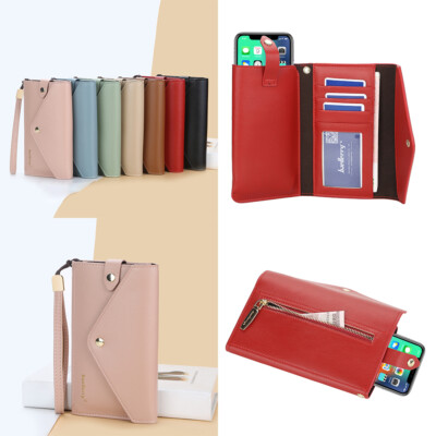 Women's Zipper Clutch Bag Leather Bifold Wallet Multi-card Slot ID Card Purse US