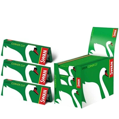1250x SWAN GREEN Rizla Cut Corners ROLLING Papers Tobacco Cigarette Filters