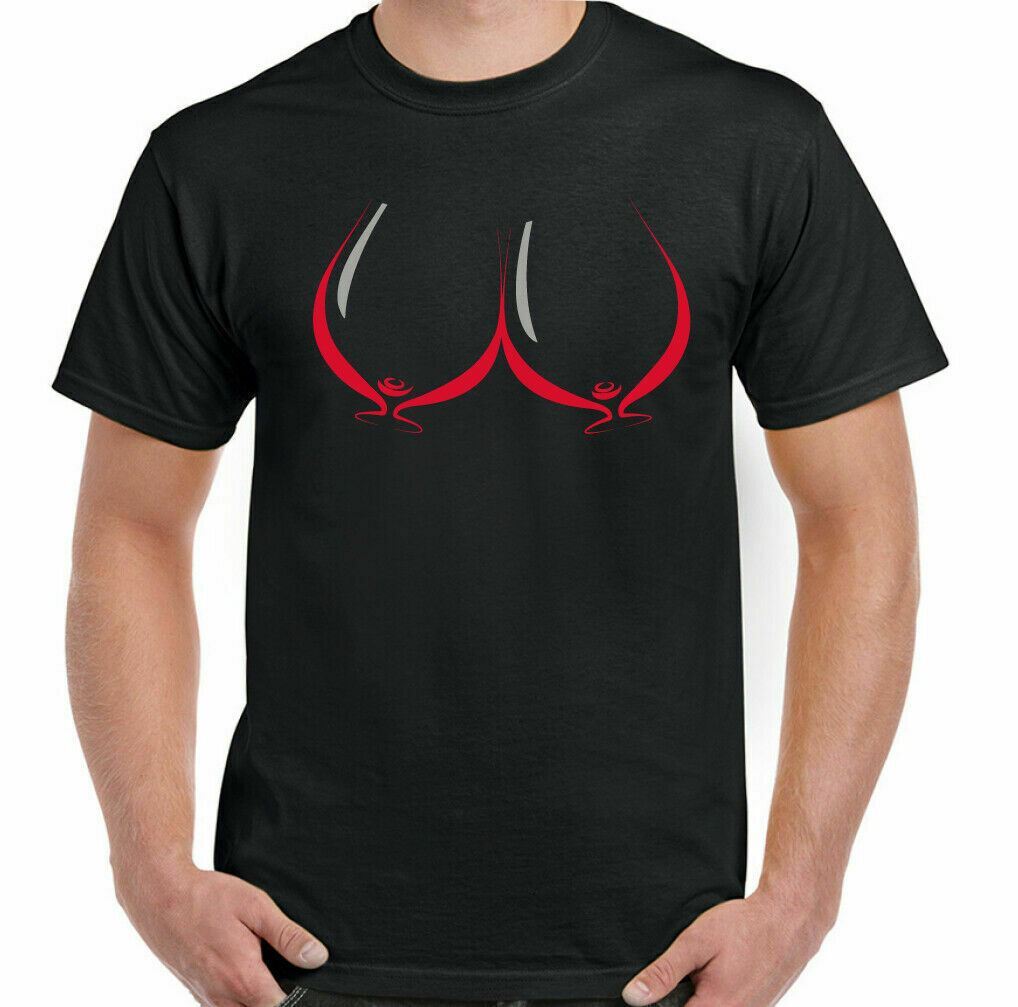 Vino Pechos Camiseta Hombre Divertido Alcohol Cerveza BBQ Fiesta Unisex Rojas