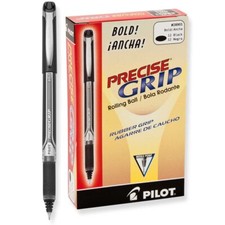28901 Pilot Precise Grip Needle Rollerball Pen, Black, Bold Tip, Pack of 10