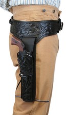Western Revolver Holster Belt Leather Tooled Fits .22 .357 .44 .45 Cowboy Style