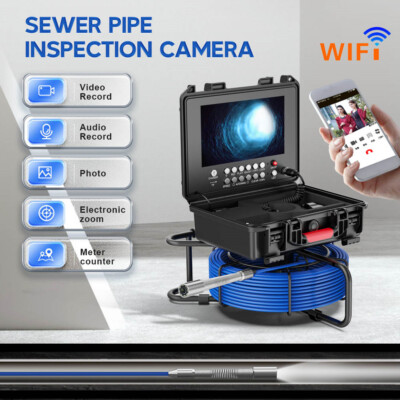 9'' 20M HD DVR WIFI Sewer Camer Pipe Inspection Camera Meter Counte 17mm Camera