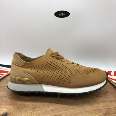 GREATS Mens Brooklyn Camel Brown Suede Perforated Sneaker Size US Vibram  Sole