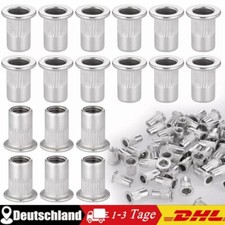 100/50-tlg Flachkopf Blindnietmutter Edelstahl Einziehmutter M3 M4 M5 M6 M8 M10