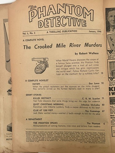 Phantom Detective Magazine Pulp Jan 1948 Robert Wallace Don James Vol L # 3 - Picture 2 of 4