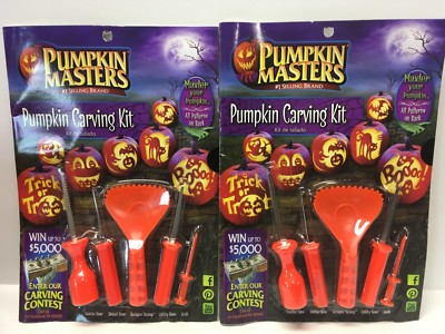 (2 PACK) Pumpkin Masters Pumpkin Carving Kit with 10 Patterns, 5 Tools Halloween