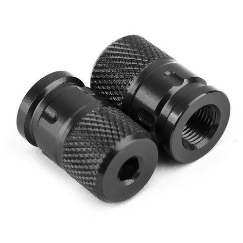 Pair CNC Black Anti-Thief Tire Valve Stem Caps For Car Truck Bike Motorcycle T7 - Picture 7 of 12