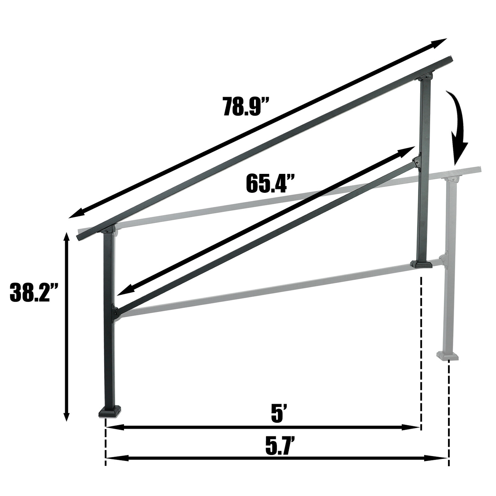 6 Steps Handrails Deck Stair Railing Indoor Black Hand Rails for