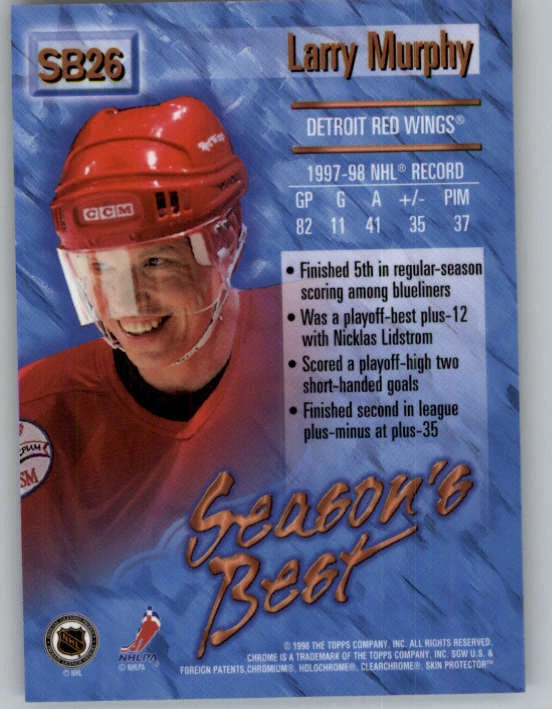 1998-99 O-Pee-Chee Chrome Season's Best #SB26 Larry Murphy (ref 161983) - Image 2 of 2