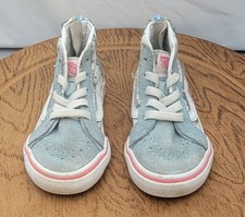 Vans Sk8-Hi Zip Toddler 5.5 Blue Suede Unicorn High Top Sneakers