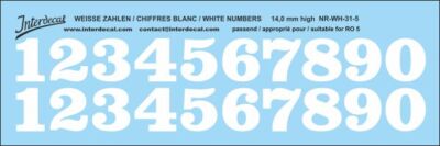 Décalcomanies Chiffres 03 Pour R05 - Blanc, 125x43mm, 16mm, Marque Interdecal, Neuf