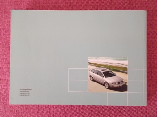 AUDI A4 AVANT ESTATE (2000 - 2004) OWNERS MANUAL - USER GUIDE - HANDBOOK. - Picture 2 of 2