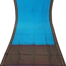 Namaste Vintage Blue Sarees 100 Pure Silk Woven Indian Sari 5YD Craft Fabric