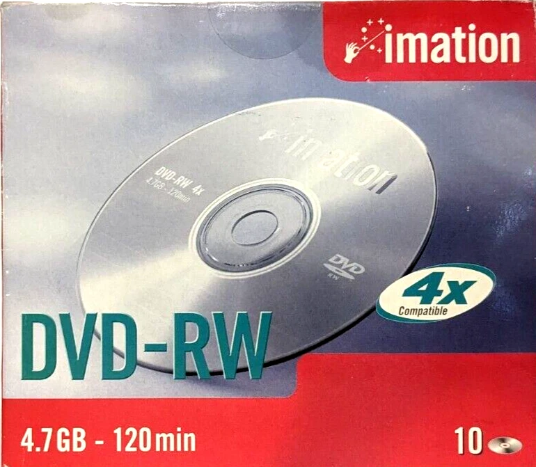 DVD-RW DE IMAGEM - PACOTE COM 10 - 4x / 120 minutos / 4,7 GB estojo de joias - NOVO E LACRADO - Imagem 2 de 4