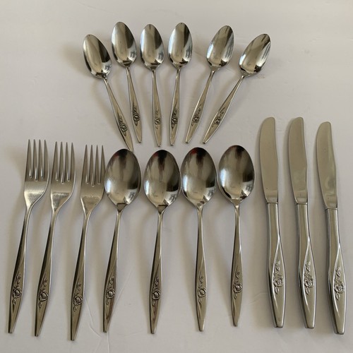 Oneida Craft Deluxe dauerhafte Rosenlöffel Messer Gabel rostfrei Ersatz 16 Stück