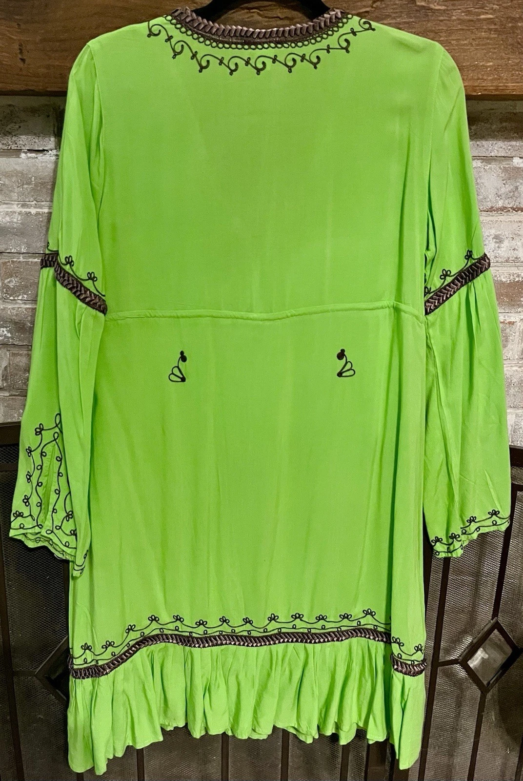 UNDERCOVER NUOVO Abito Victoria’s Secret Moda International Boho M Ricamato Verde Y2K