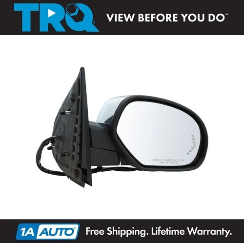 TRQ Mirror Power Folding Heated Memory Puddle Signal Chrome RH for GM Pickup SUV