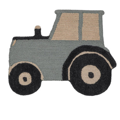 Tractor Nursery Accent Rugs, Handmade with 100% Wool, Baby Room Rug for Boys and