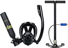 0.5L Scuba Diving Tank with Full Face Snorkel Mask, Support about 7-10 Minutes,