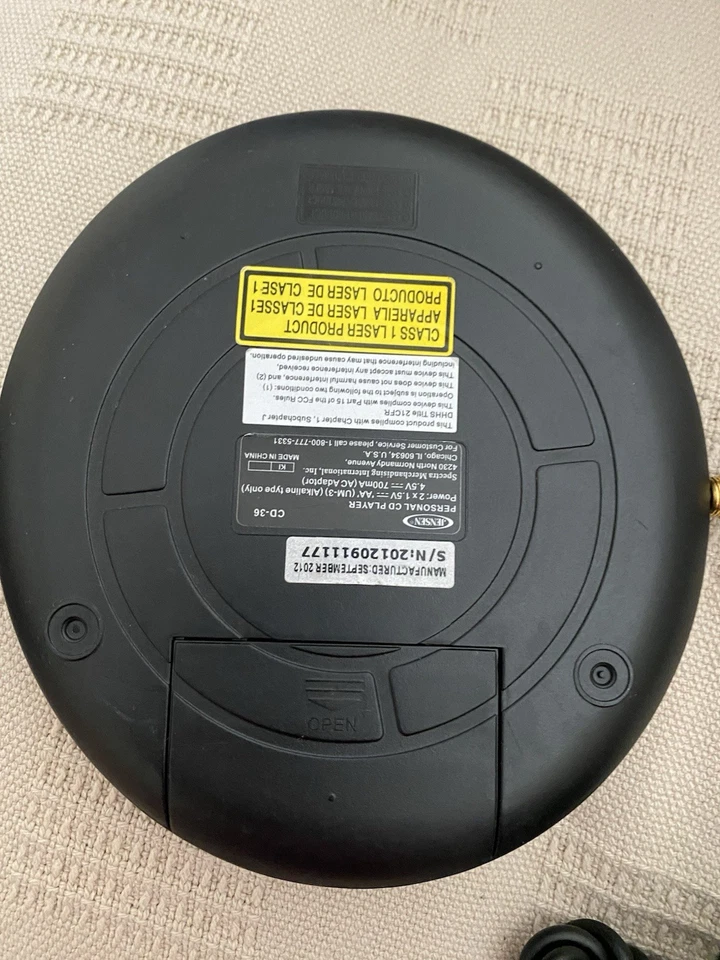 Walkman portátil Jensen CD player prata preto CD-60C teste funcionando - Imagem 2 de 2