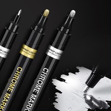 Artugn 3Pcs Liquid Chrome Marker 1 Count Pack of 3 , 3PCS Silver and Gold